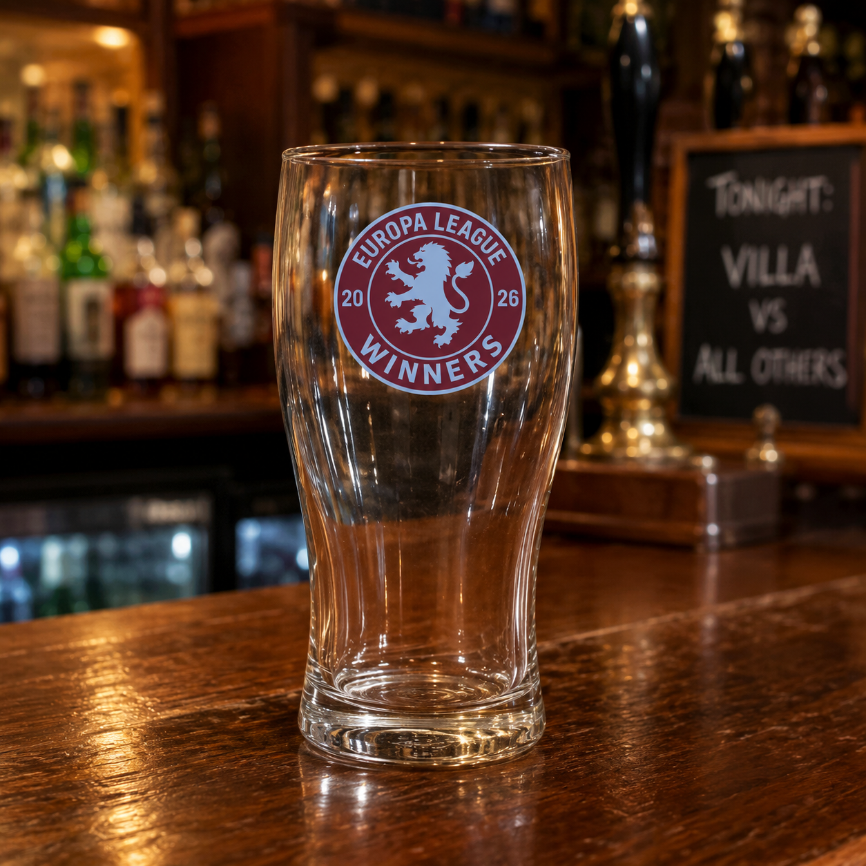 Villa - Europa League Champions Pink Glass