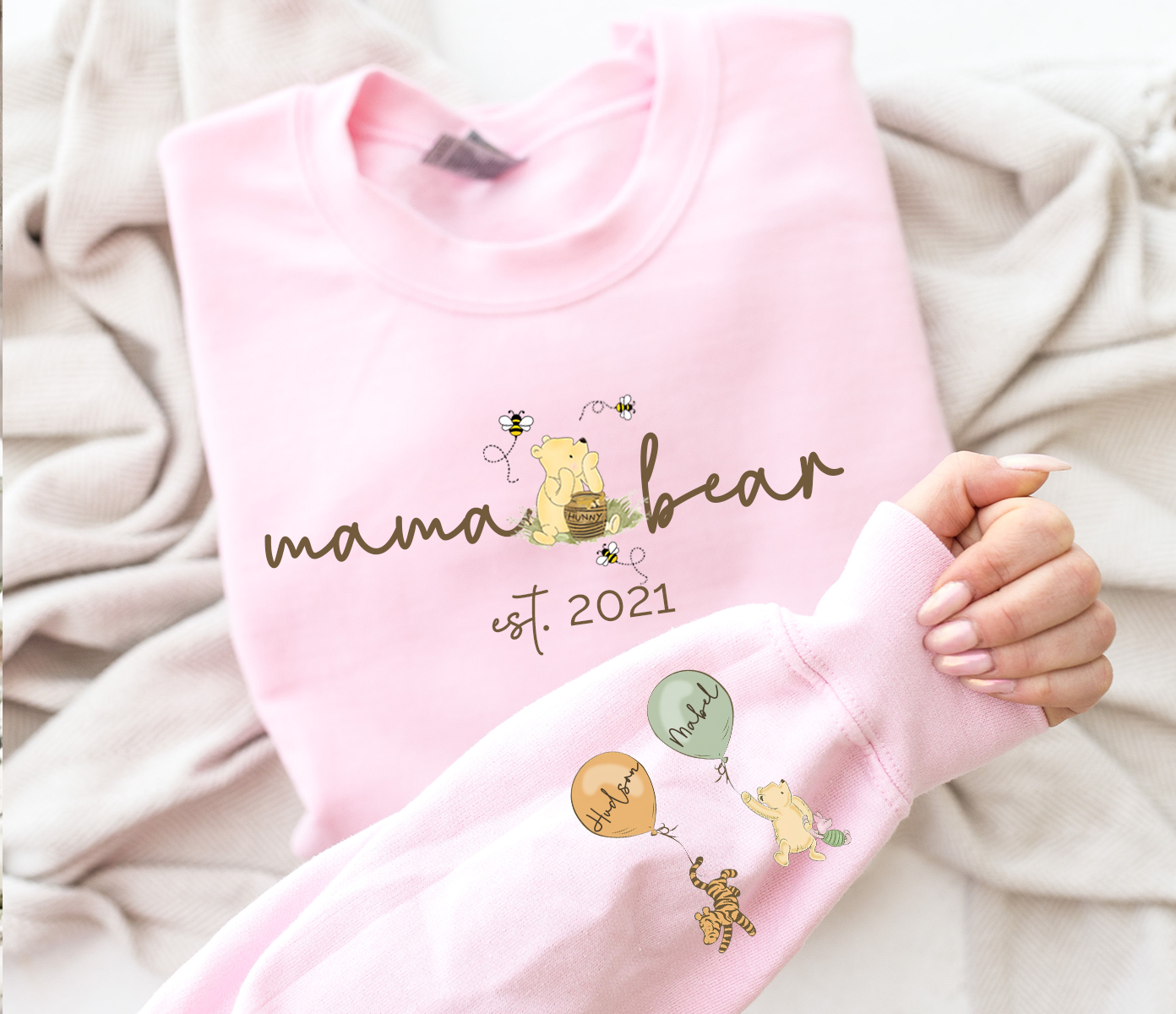 Personalised Mama Pooh Bear Sweatshirt Est Sweater
