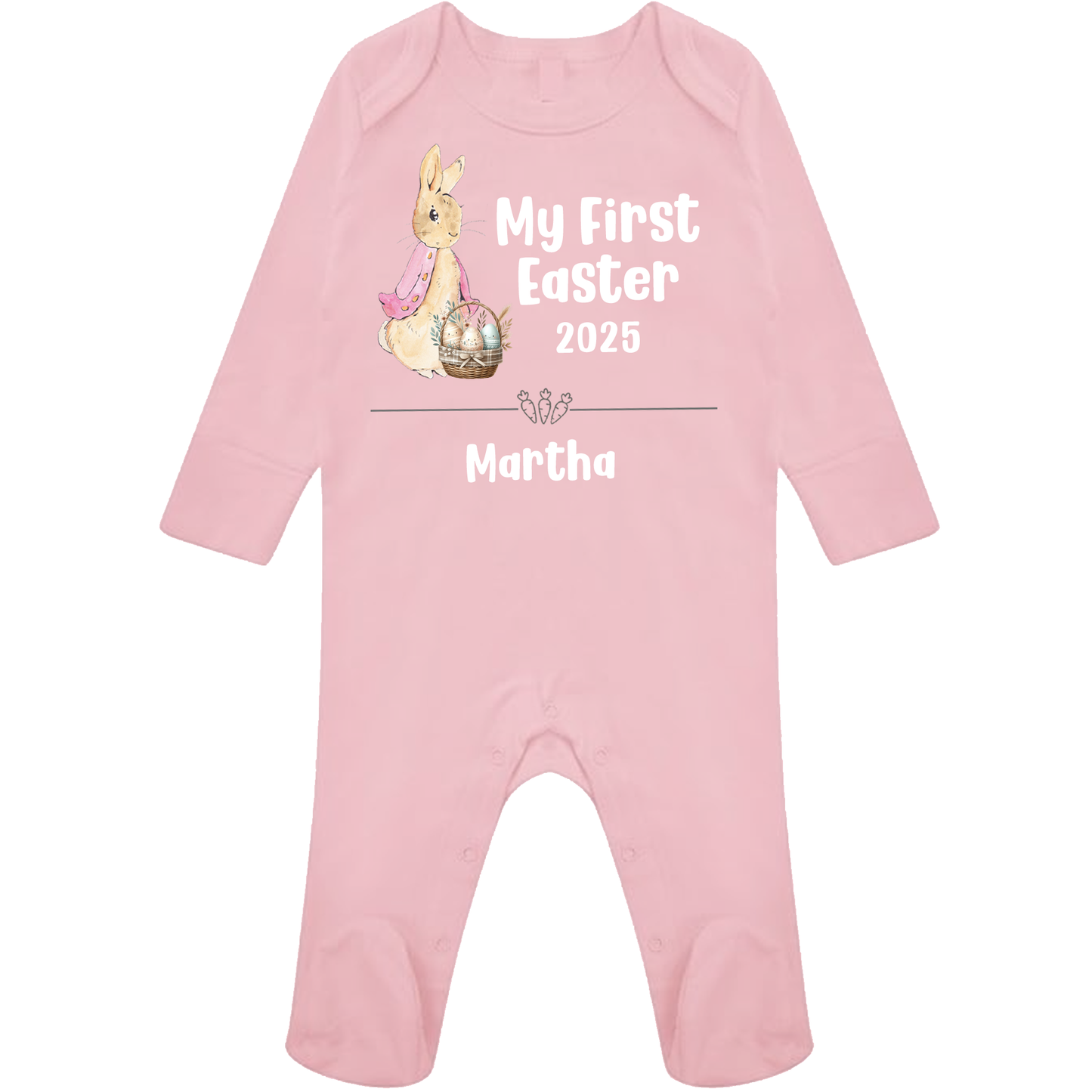Personalised 1st Easter - Pink BabyGrow Sleepsuit Gift