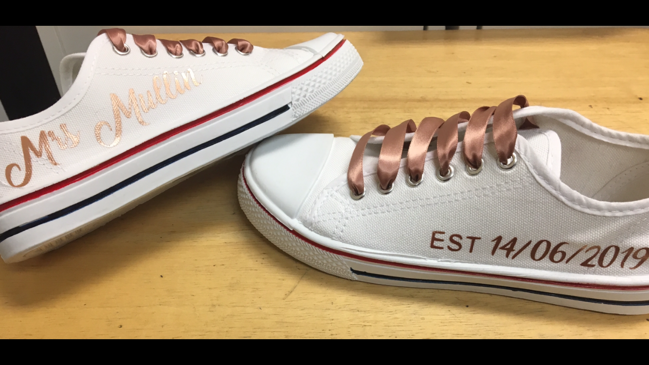 Personalised  wedding shoes/pumps ,  ROSE GOLD & GLITTER COLOURS