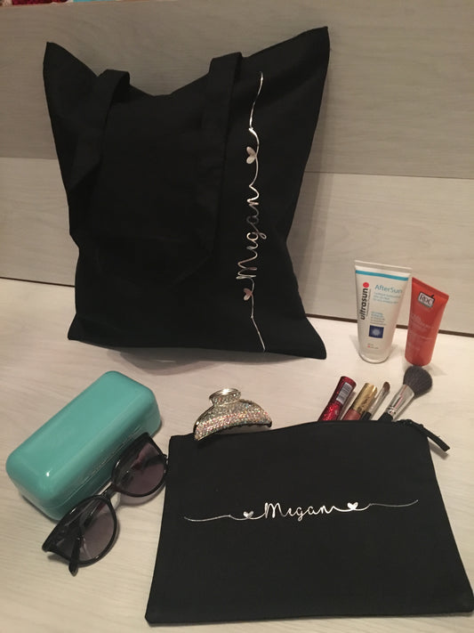 Personalised Tote bag with matching Accessory bag