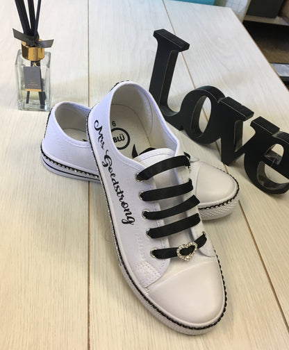 Personalised  Glitter and Rhinestone  canvas wedding shoes/pumps for black/silver themes